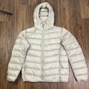 Uniqlo Ultra Light Down white Full Zip Quilted Puffer Parka Jacket Coat Womens M